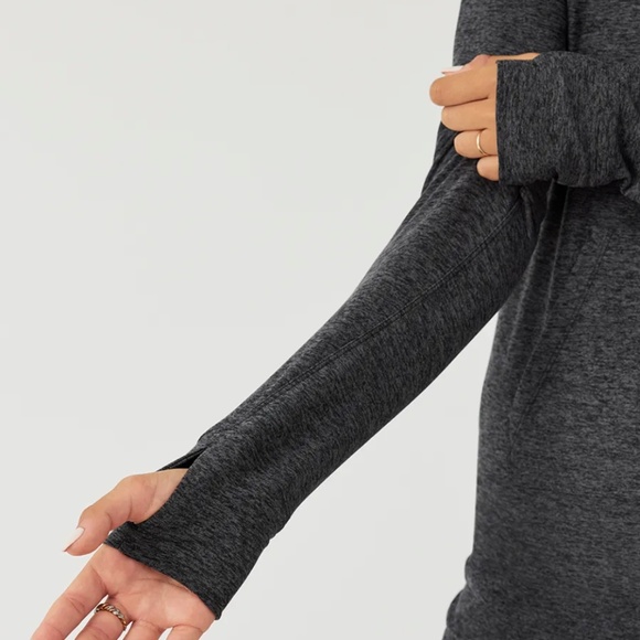 Outdoor Voices All Day CloudKnit Hoodie M charcoal loungewear with thumb holes - Picture 4 of 9